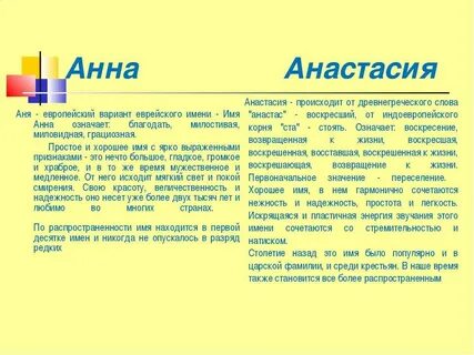 Подходящие имена к ане