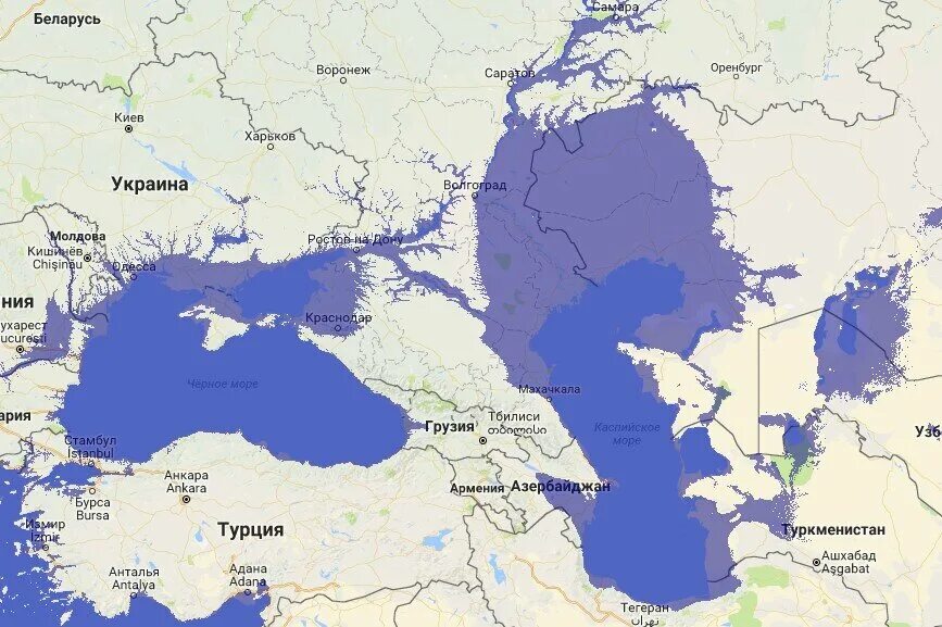 Какие города уйдут под воду в россии. Черное море и Каспийское море на карте. Черное и Каспийское море на карте. Канал из Каспийского моря в черное море. Черное Азовское и Каспийское моря на карте.