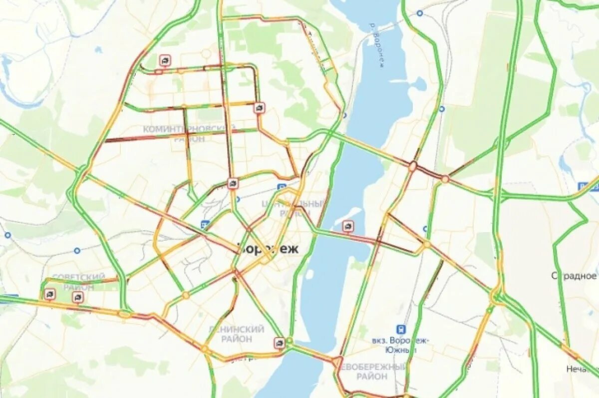 Пробки в 10 утра. Воронеж на карте. Пробки 9 баллов. Карта Воронежа с улицами. Пробки Воронеж.