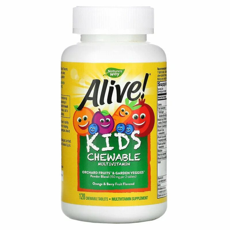 Витамины Alive Kids Chewable. Nature's way Kid's Chewable Multivitamin, Orange & Berry, 120 капс.. Alive Kids витамины для детей. Таблетки nature's way Alive! Kids Multivitamin.