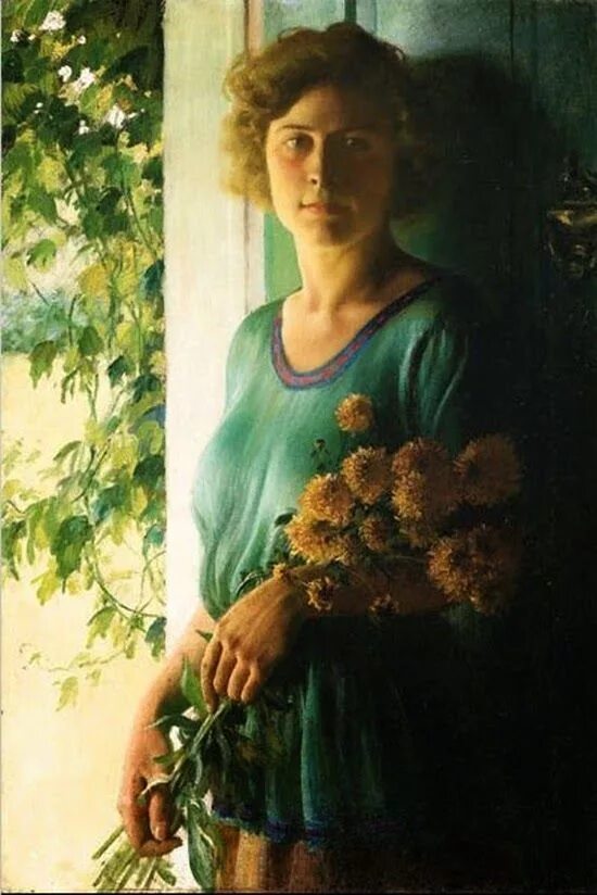 Портрет сада. Художник Charles-Courtney Curran (1861-1942).. Чарльз Кортни Каран (Charles Courtney Curran),1861-1942.Америка.. Charles Curran художник. Американский художник Charles Courtney Curran.