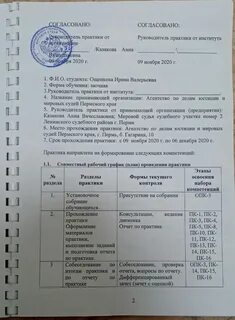 Рабочий график проведение практики