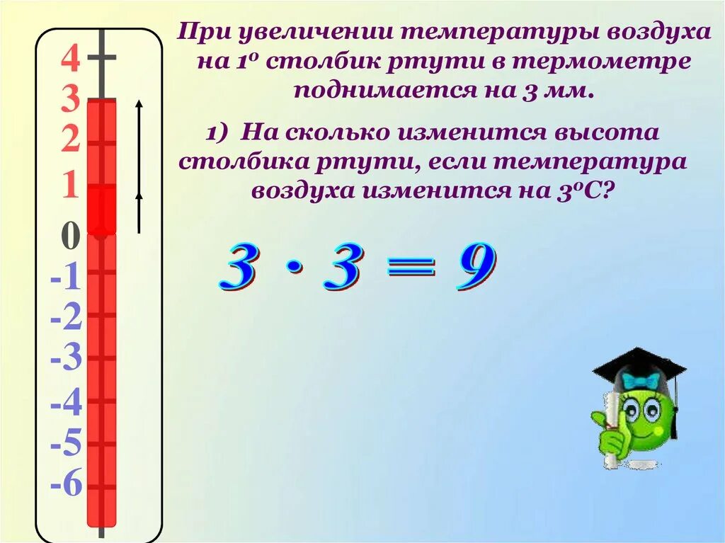 Термометр положительные и отрицательные числа. Градусник отрицательные числа. Столбик термометра. При увеличении температуры воздуха:.