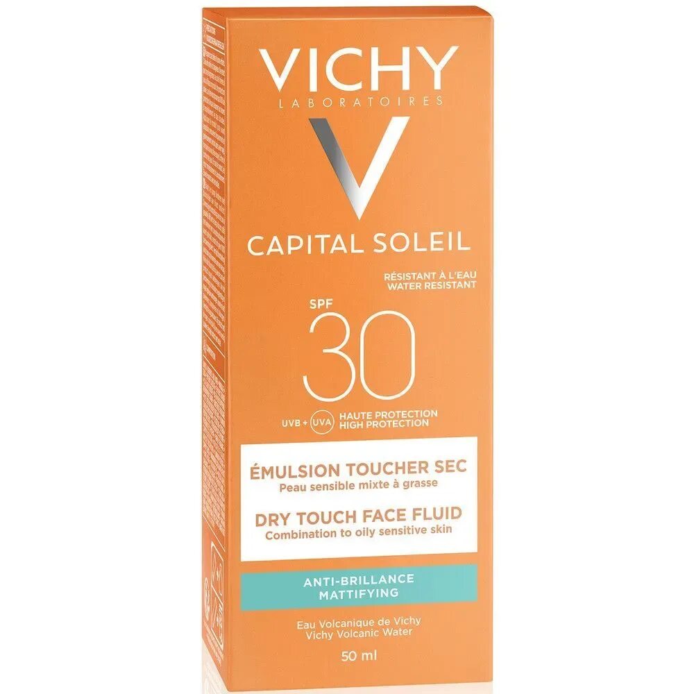 Capital soleil 50 мл. Крем Vichy ideal Soleil SPF 50 50 мл. Vichy Capital Soleil Mattifying face Fluid Dry Touch SPF 50. Матирующая эмульсия для лица Vichy Capital ideal Soleil spf50. Vichy для лица SPF 50 Vichy.