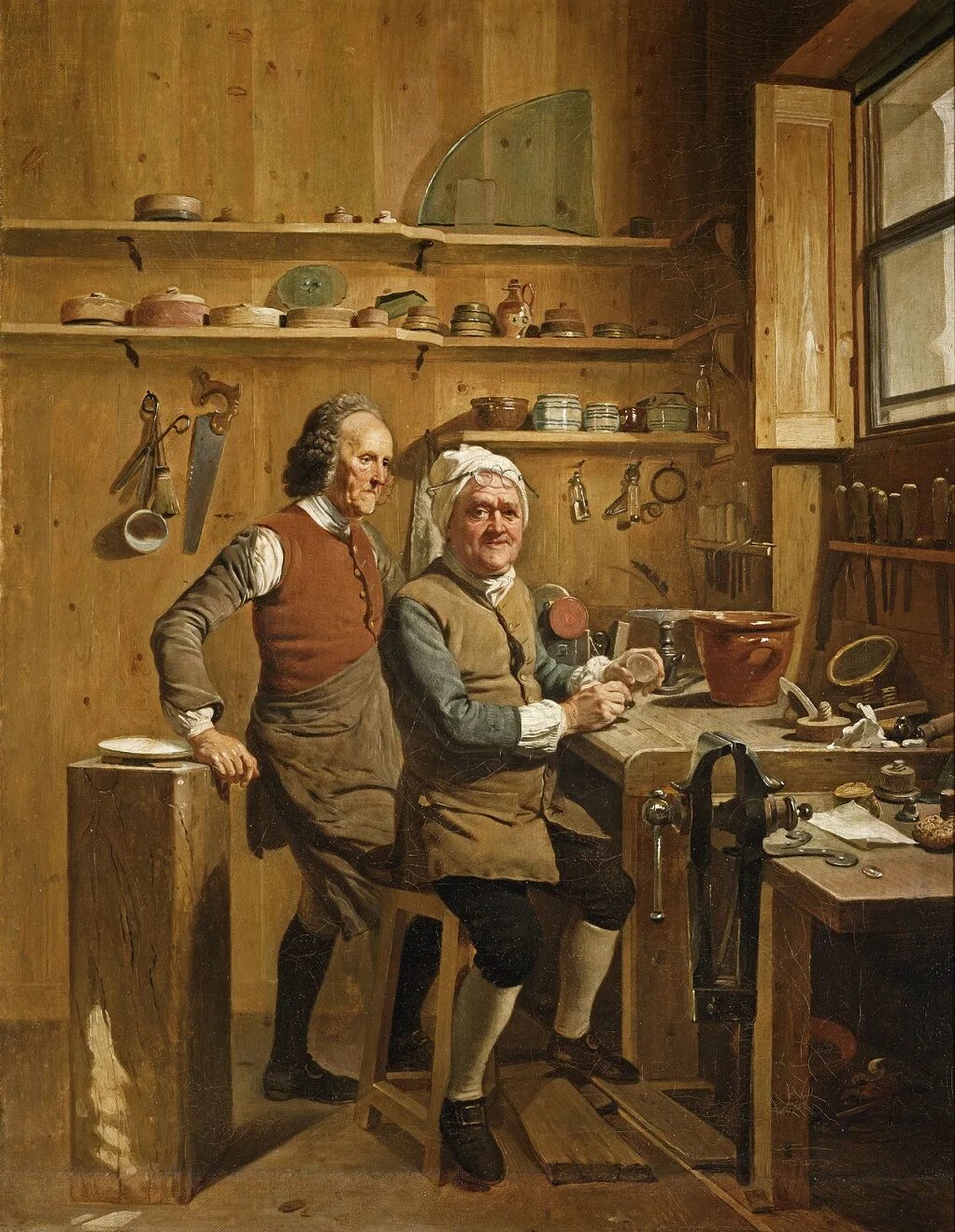 Иоганн Йозеф Цоффани (1733—1810). Johan Joseph Zoffany (1733-1810) автопортрет. Обувщик Англии 19 век живопись. Ремесленники 18 век. Ремесла 17 18 век