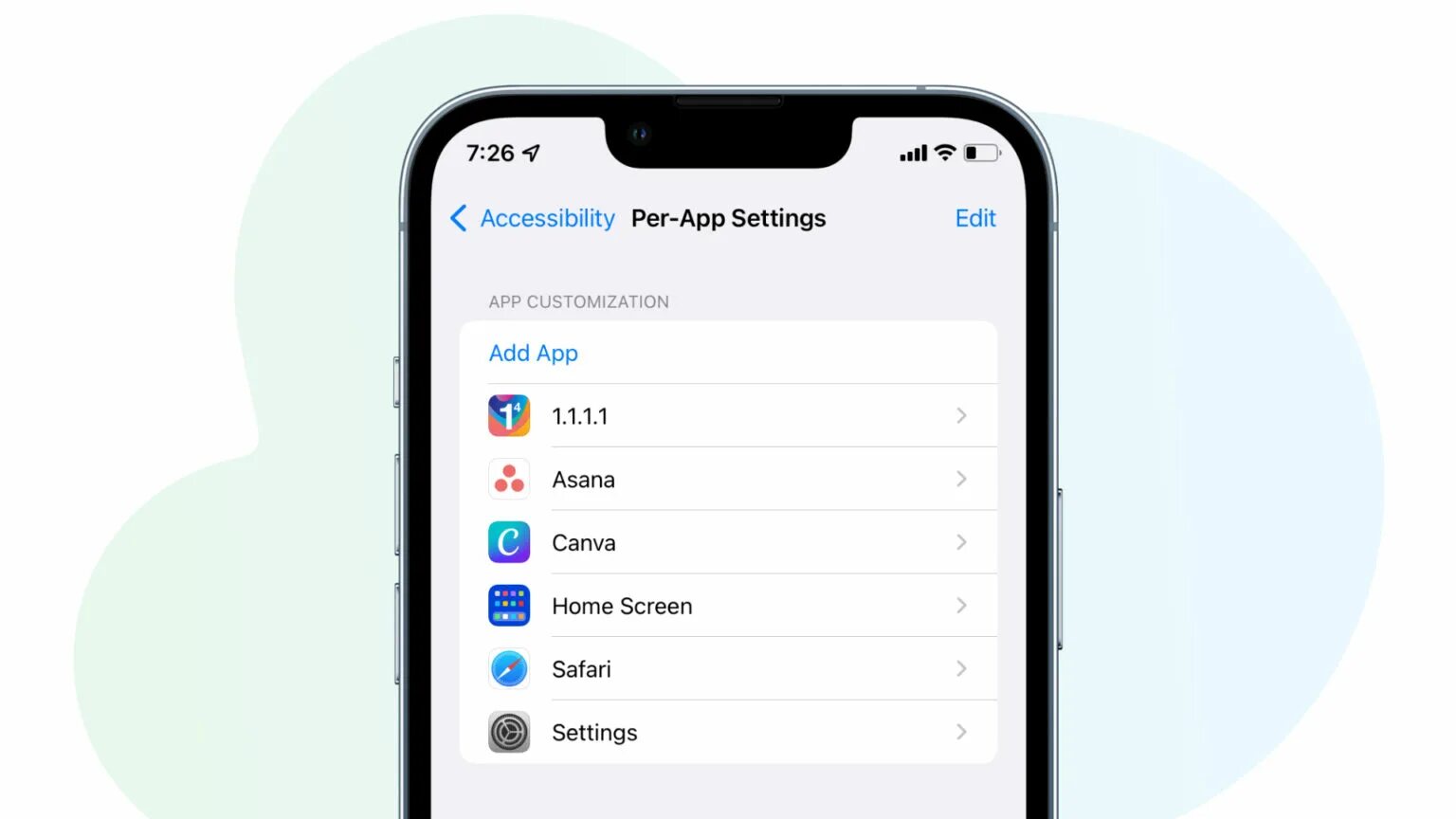Setting app iphone