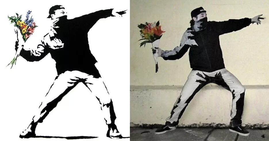 Black кинут. Бэнкси Flower Thrower. Бэнкси человек кидает цветы. Метатель цветов Banksy. Бэнкси бросок букета.