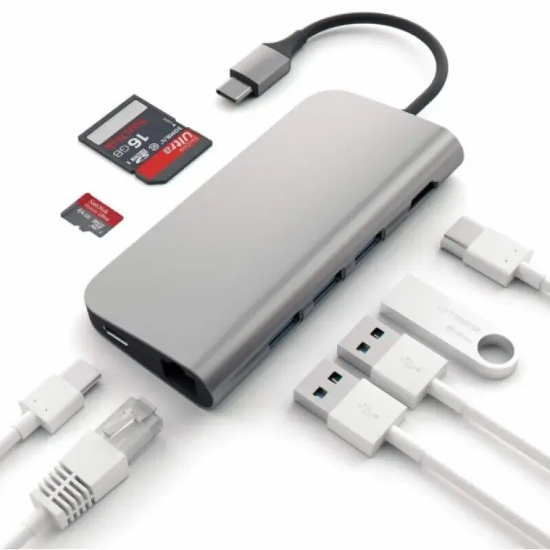 Usb type c adapter. Адаптер Satechi Type-c. USB-концентратор Satechi Aluminum Multi-Port Adapter 4k with Ethernet v2. Адаптер Satechi Multi-Port 4k St-tcma2m. Satechi USB-C/USB 3.0.