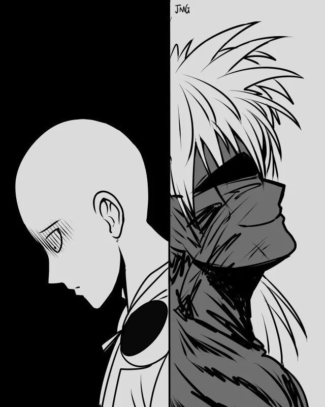 Сайтама и гароу. One Punch man Борос и Сайтама. Генос и Борос. Яой Борос Ванпанчмен.