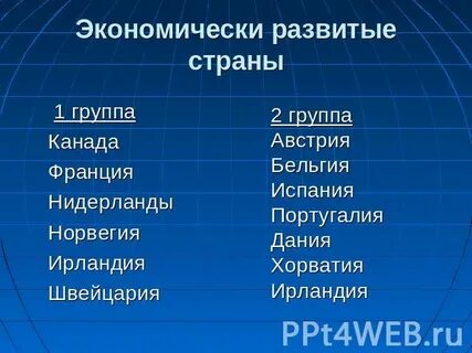 Экономически развивающиеся страны европы