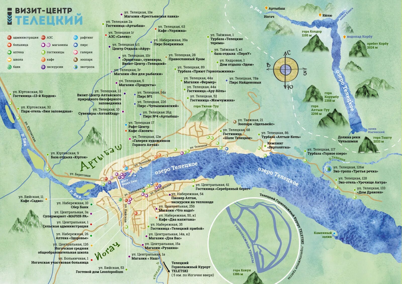 Озеро Телецкое на карте горного Алтая. Карта Телецкого озера с достопримечательностями. Карта Артыбаш Телецкое озеро. Карта Телецкого озера подробная.