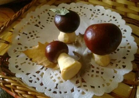 Грибы из каштанов поделки