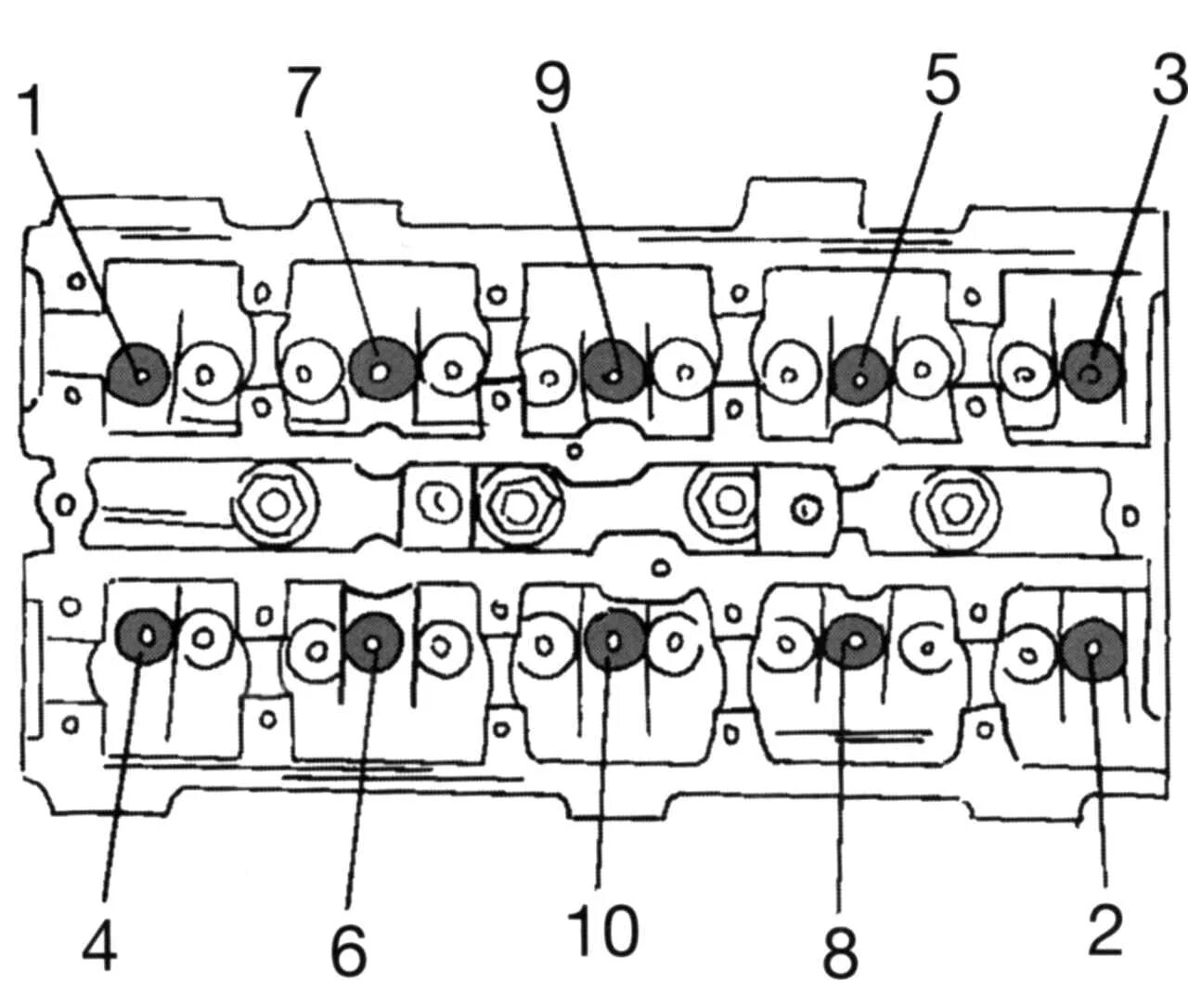 Порядок затяжки гбц форд транзит Cylinder head (Engine / HCS and Endura-E engines / Ford Escort 5 1990-1997)