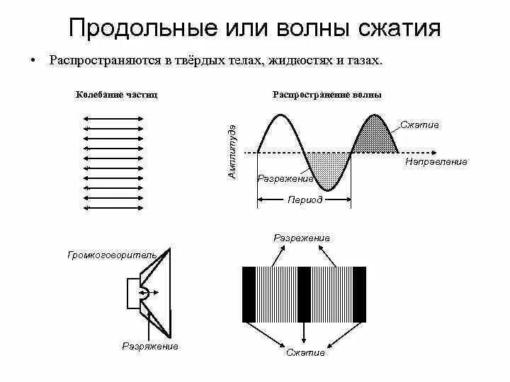 Каких направлениях совершаются колебания в продольной волне. Схема плоской продольной акустической волны. Распространение волн. Продольные волны в твердом теле. Продольные волны в твердых телах.