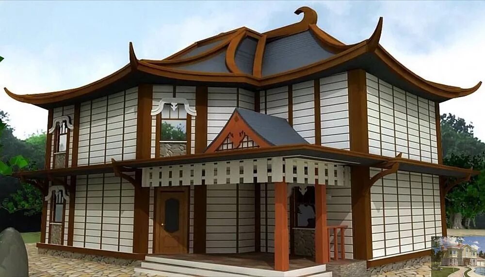 Японский дом. Дом в японском стиле. Фасад в китайском стиле. Здания в японском стиле.