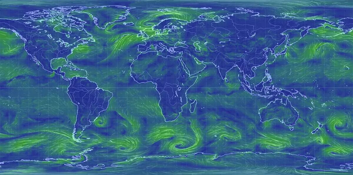 Карта порывов ветра. Морские течения. Ветра на планете. Атлас морских течений. Карта воздушных течений.