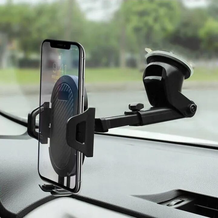 Держатель телефона "Mount Holder"(круг). Автомобильный держатель с зажимом car dashboard. Держатель для телефона на стекло. Присоска в машину для телефона