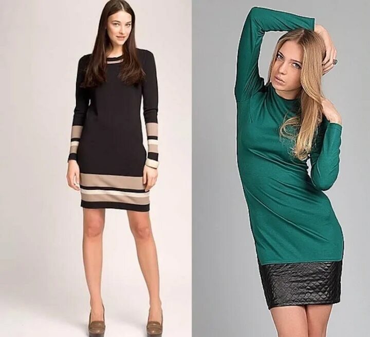 прямое платье удлинить. черное трикотажное платье. платье с манжетой по низу. платье трикотажное. отделка платья.