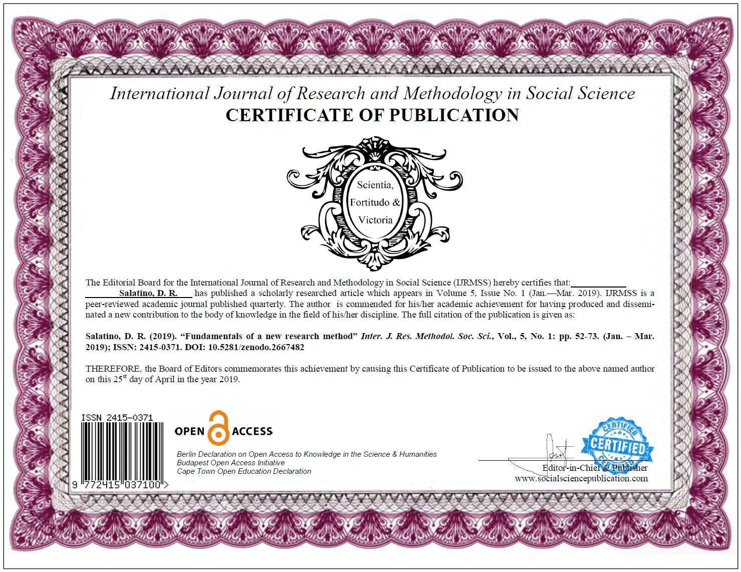 Certificate not found. Certificate of publication. сертификат international journal of research. certificate for contribution. certificate for academic.