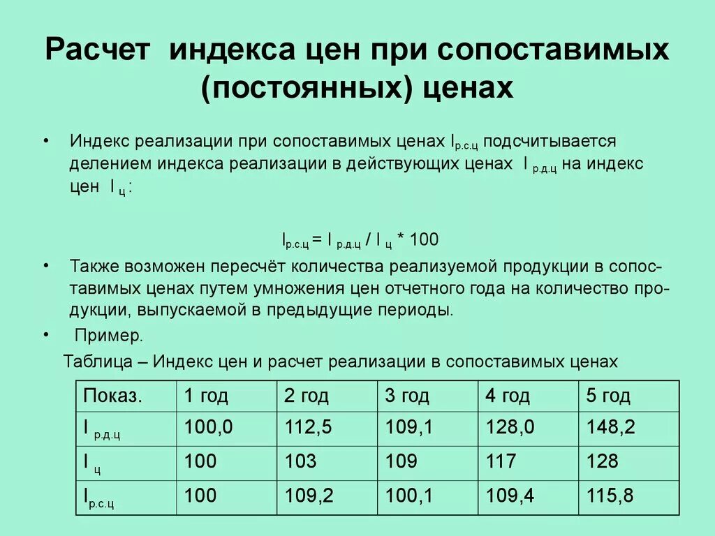 Предшествующий предыдущему году. Сопоставимые цены как рассчитать. Расчет индекса цен. Объем производства в сопоставимых ценах. Продукция в сопоставимых ценах это.