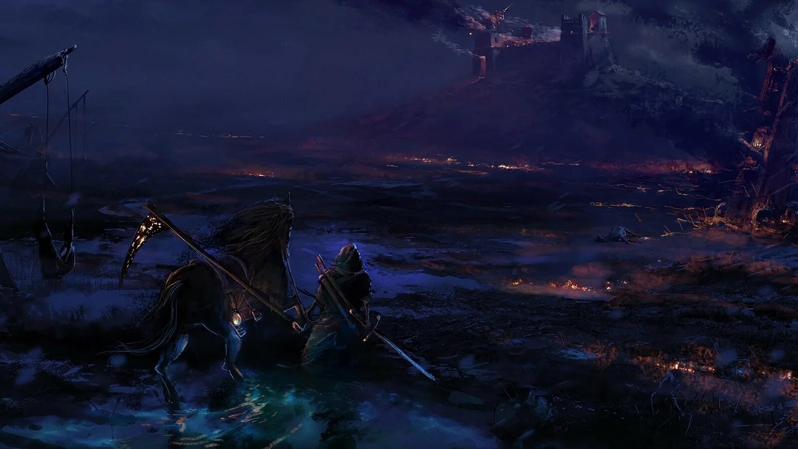 Темное фэнтези. Обои на пк dark fantasy. Оверлорд меч тьмы. Lords of the fallen игра 2023. Мрачный пейзаж.