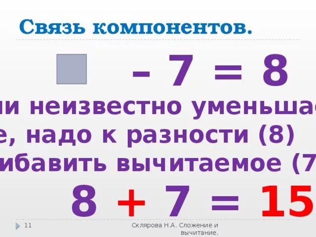 Как найти компоненты сложения и вычитания. Как найти компоненты сложения и вычитания