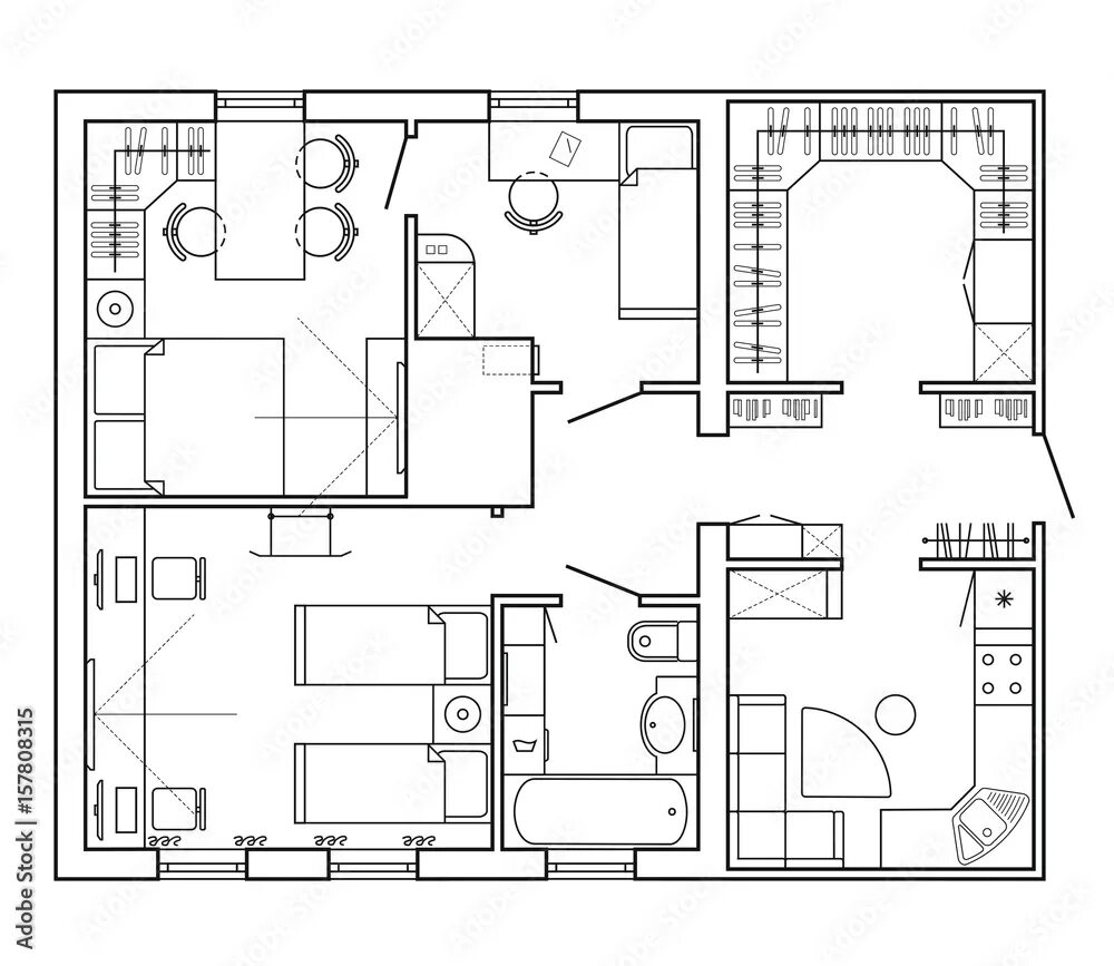 Функционально-архитектурная планировка своего жилища. План квартиры архитектурный чертеж. План дома с мебелью вид сверху рисунок. Архитектурный план квартиры с мебелью.