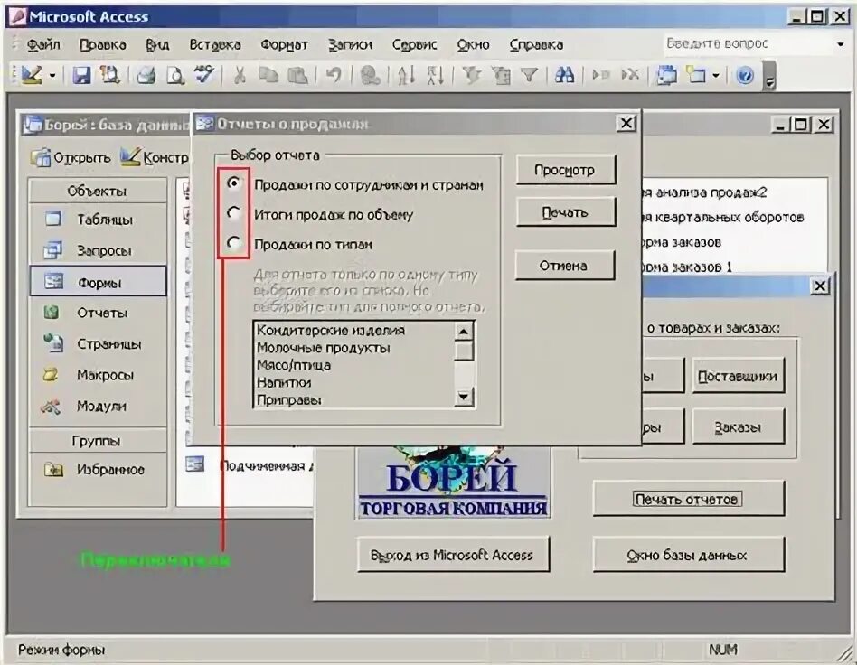 Access Борей. Автоотчёт ленточный access 2007. Аксесс для чайников. Access Борей заказ на приобретение. Access 2003