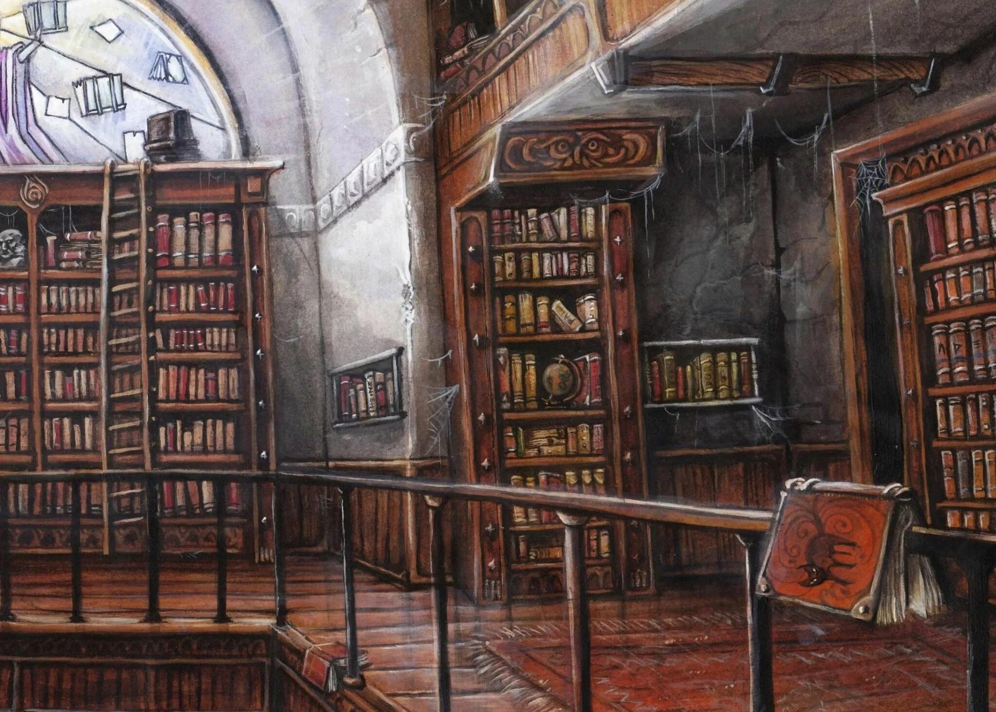 Lost library. Сказочная библиотека. Библиотека арт. Библиотека средневековья. Библиотека арты.