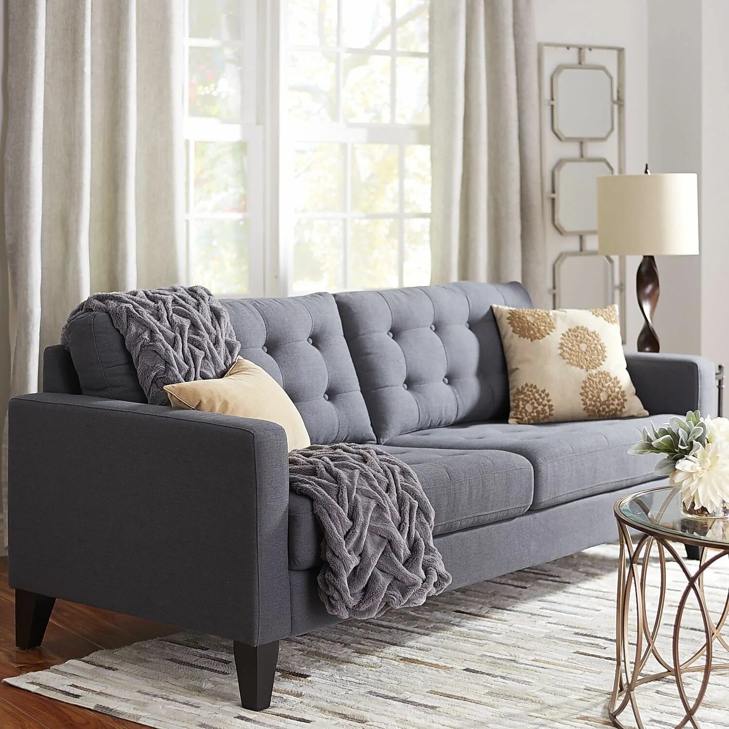 The Boleyn Large Sofa - Grand Sofa - Luxurious Velvet Sofa Crushed velvet living