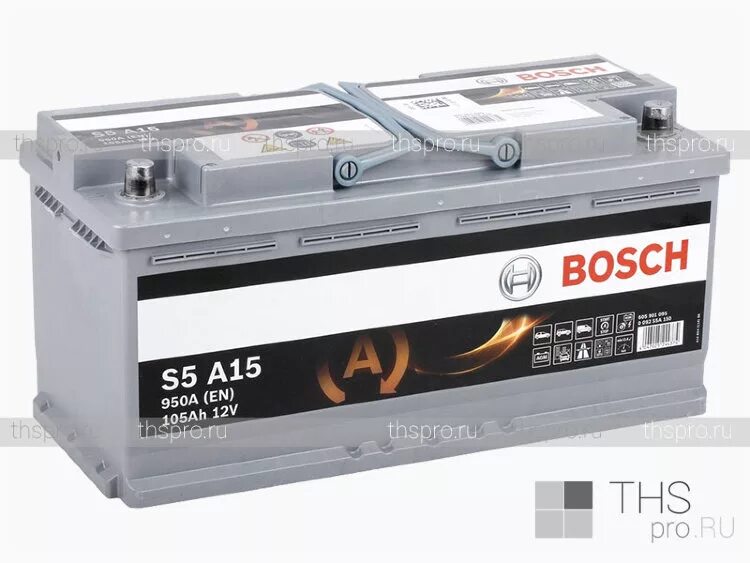 Купить аккумулятор s5. Bosch s5 AGM. AGM Bosch 105ah 950a. Bosch s5 a15 AGM (0 092 s5a 150). Bosch 0092s5a150 батарея аккумуляторная 105а/ч 950а 12в.