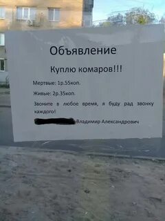 Висит объявление