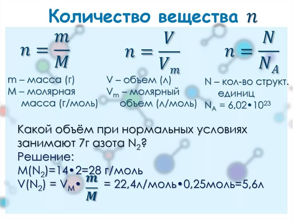 Сколько моль атомов кислорода. Формула нахождения количества вещества в химии. Формулы для расчетов молярной массы количества вещества. Как найти количество вещества через молярную массу. Формула нахождения газа в химии.