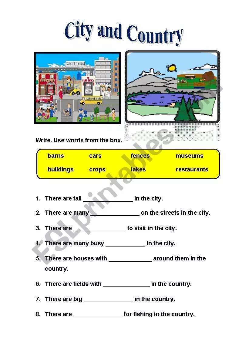 There are four countries. Город Worksheets. На английском City Worksheet. Задания по английскому по теме в городе. Worksheets 6 класс City or Country.