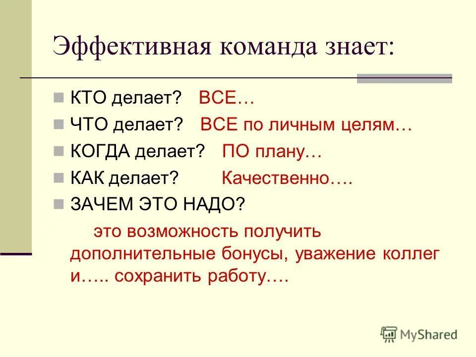 Эффективная команда это