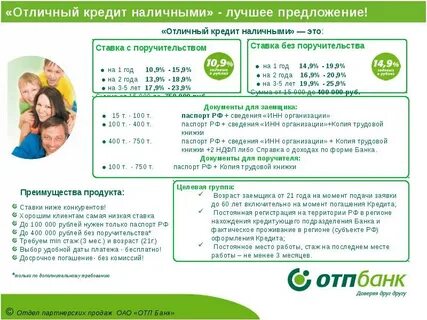 Отп банк потребительский кредит