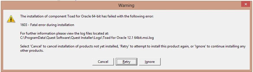 There was an issue during installation 0