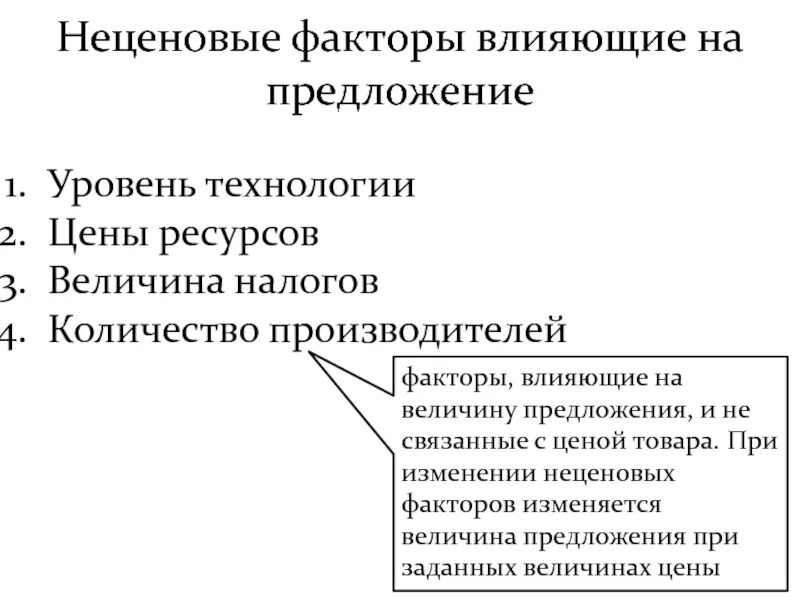 Неценовые факторы оказывающие влияние на предложение. Факторы влияющие на предложение ценовые и неценовые. влияние неценовых факторов на предложение.
