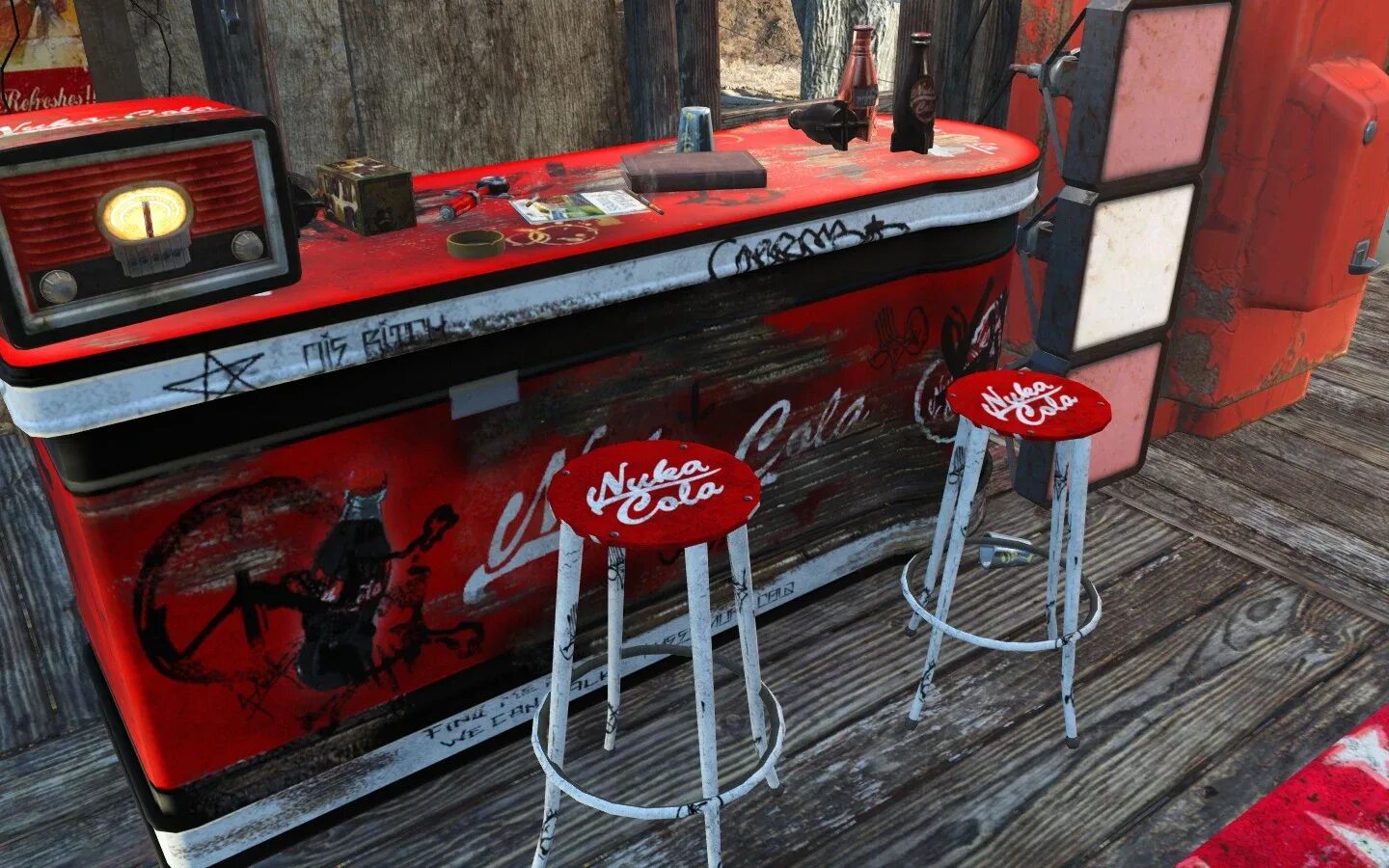 Fallout 4 клуб. Фоллаут 4 мебель. nuka cola fallout 4. fallout 4 nuka cola витрина. fallout 4 кресло.