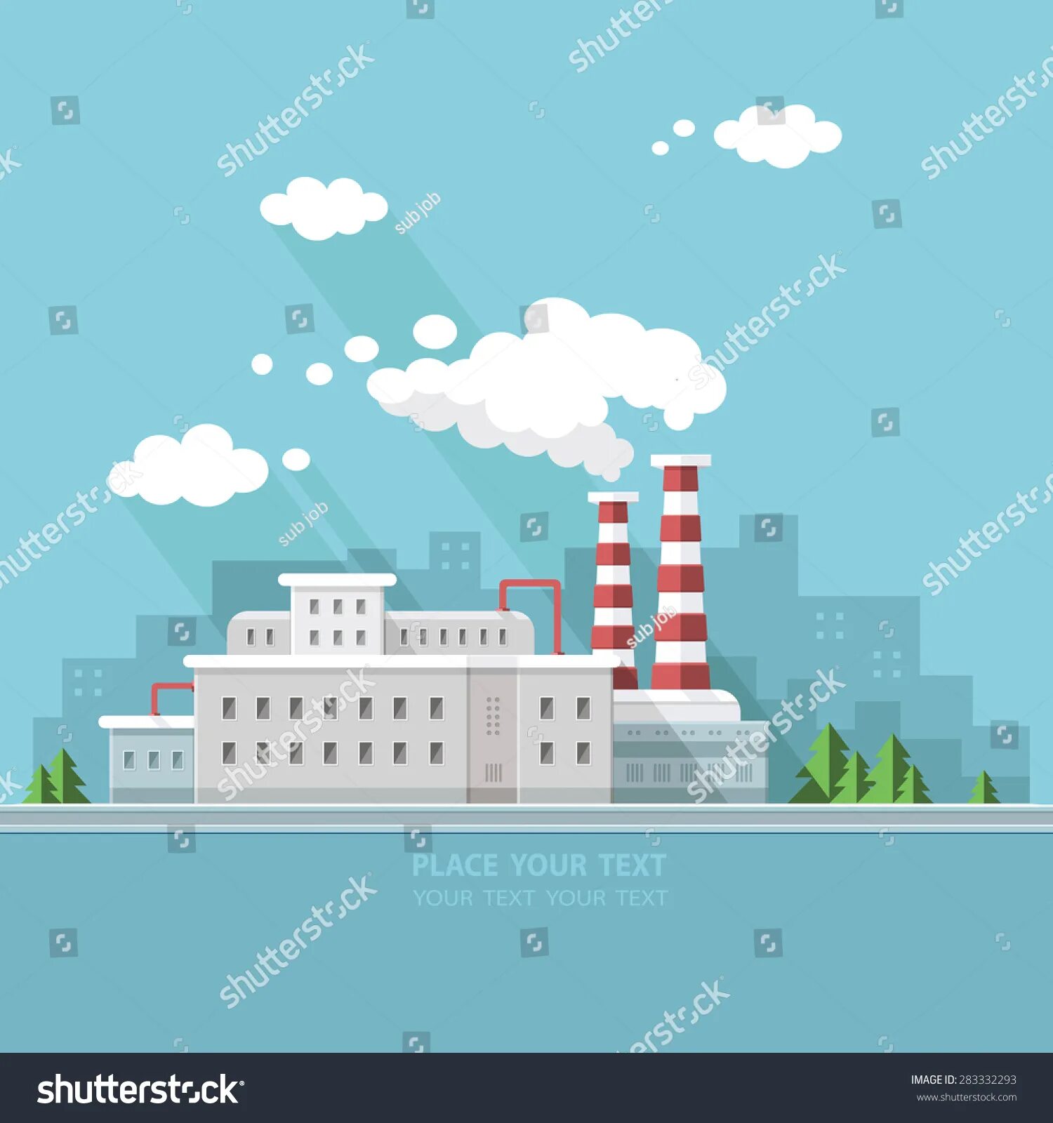 Flat factory. Фон завода мультяшный. factory vector.