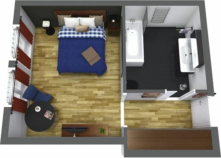 Планировка комнат гостиниц PLAN 1b: ACCESSIBLE 13 ft wide hotel room based on 2004 ADAAG. Hotel room design