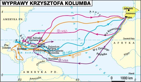 Маршрут плавания Христофора Колумба.