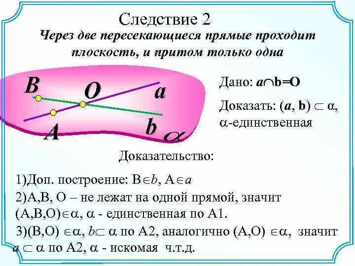 Докажите что через