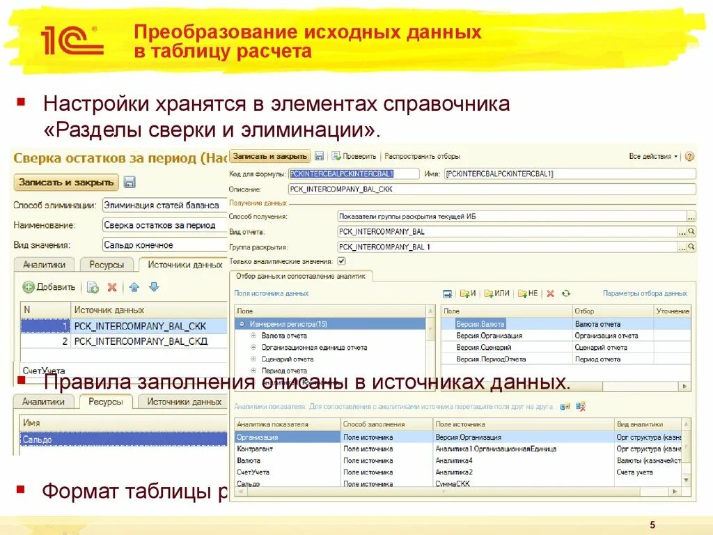 Преобразование исходных данных