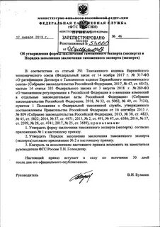 Форма таможенного заключения