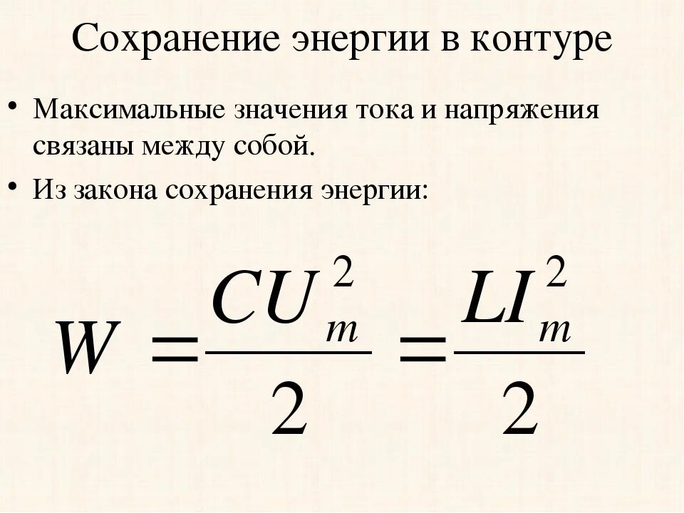 Сохранение энергии в контуре