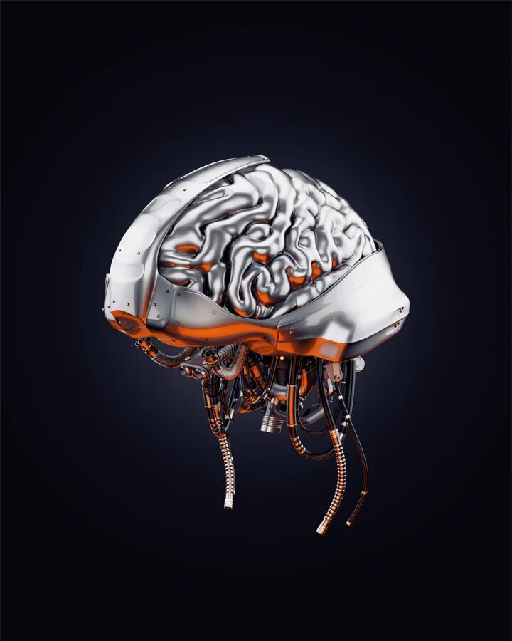 Искусственный мозг. Механический мозг. Мозг киборга. Мозг киберпанк.