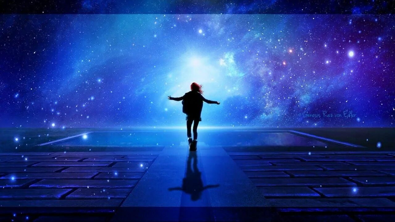 Первый путь к звездам. Человек в космосе. Человек на фоне звездного неба. Девушка на фоне звездного неба. Путь к звездам.