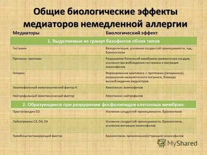 Медиаторы аллергических реакций немедленного типа