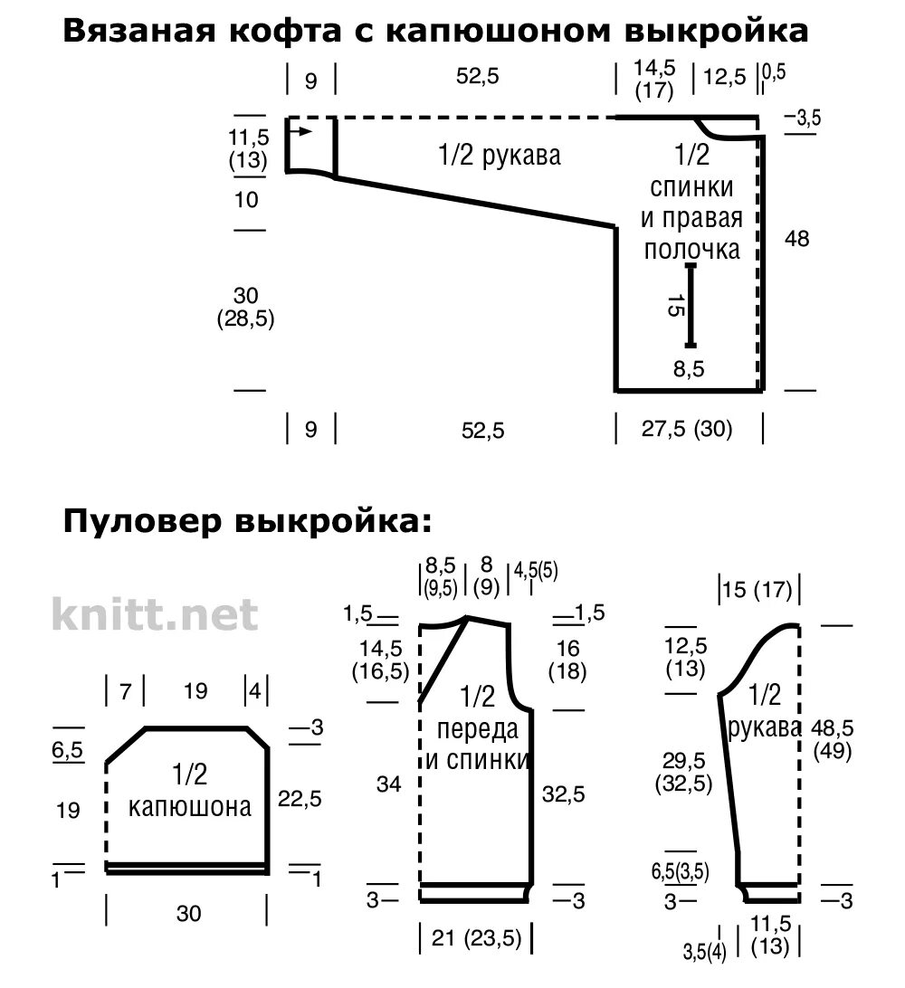 Выкройка вязаной кофты с рукавами спицами. Выкройка кофты с рукавом вязание спицами для женщин. Выкройка кофты с капюшоном вязаной на 3 года. Вязание кофты спицами снизу регланом выкройка 48 размер.